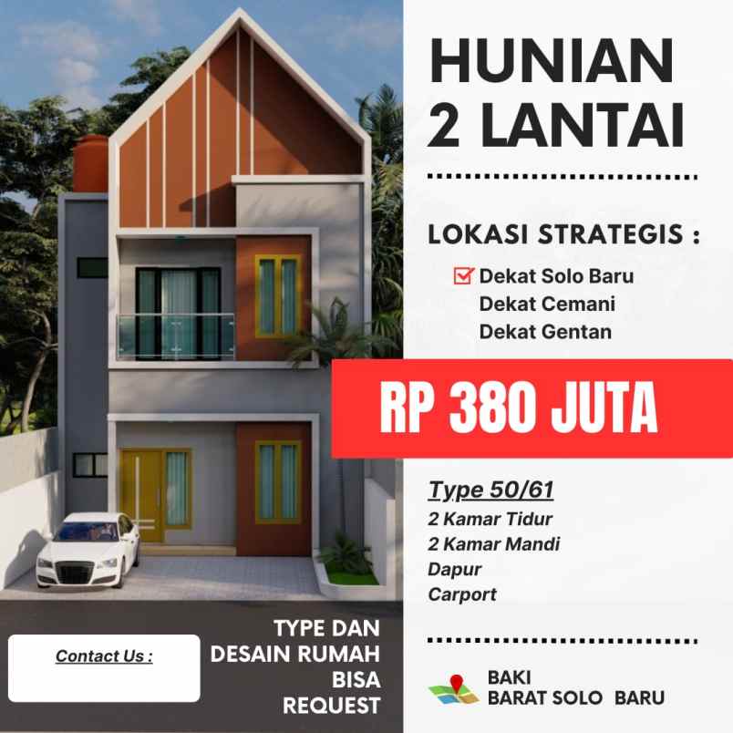 rumah dua lantai sukoharjo duwet baki