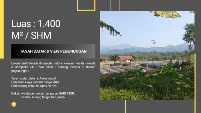tanah daerah kompleks vila ciater subang jawa barat