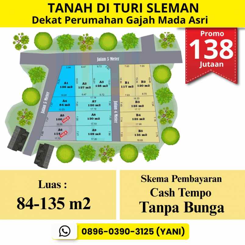 tanah di turi dekat perumahan gajah mada asri