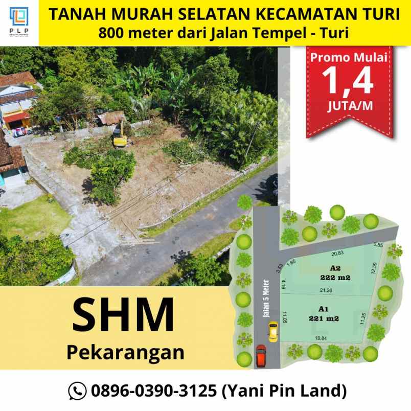 tanah shm pekarangan selatan kecamatan turi 1 4 juta m