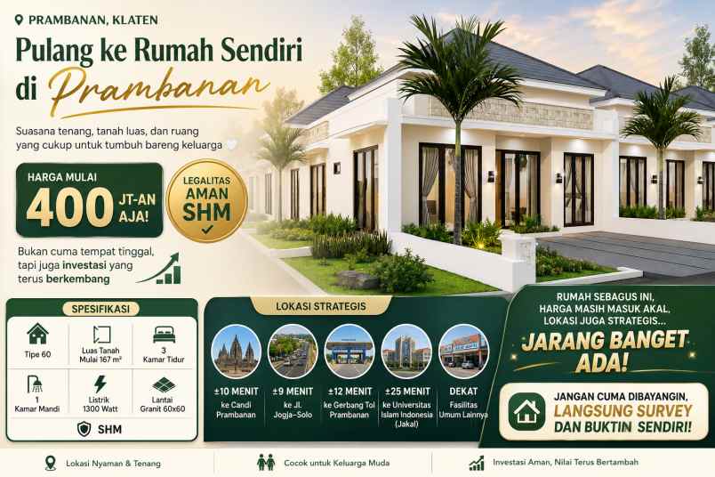 tinggal nyaman investasi aman di prambanan