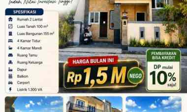 Dijual Rumah 2 Lantai View Sawah di Cekomaria Denpasar