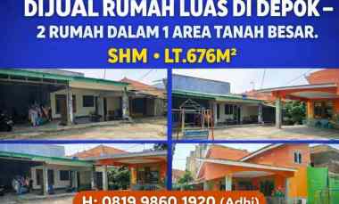 Dijual Rumah Luas di Beji Depok, 2 Rumah dalam 1 Area Tanah Luas 676m2