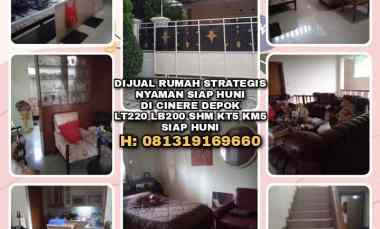 Dijual Rumah Nyaman Strategis di Cinere Depok. Lt220 Lb200 Shm Kt5 Km5
