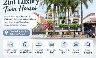 Dijual Rumah Kembar untuk Keluarga Besar di Cempaka Putih Jakarta Pusa