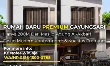 Dijual Rumah Baru Premium Gayungsari Barat Surabaya Selatan dekat Masj