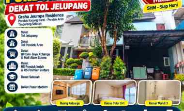 Rumah Dijual Pondok Aren dekat Tol Jelupang 2 Lantai SHM