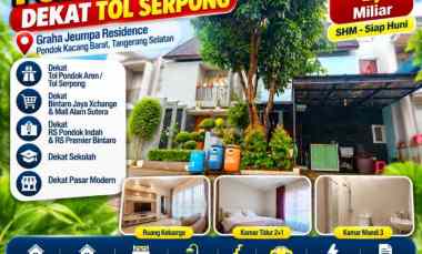 Rumah Dijual Pondok Aren dekat Tol Serpong LT 81 LB 100