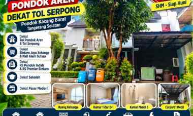 Rumah Dijual Pondok Aren dekat Tol Serpong LT 81m LB 100m
