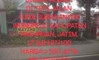 Rumah Dijual di JALAN RAYA SURABANYAK WONOREJO KABUPATEN PASURUAN JATIM