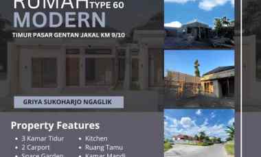 Rumah Minimalist Modern Timur Jalan Kaliurang km 9/10 dengan 3 Kamar