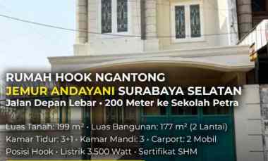 Dijual Rumah Hook Jemur Andayani Surabaya Selatan dekat Sekolah Petra