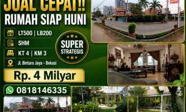 Jual Cepat Rumah Strategis Bintara Jaya Bekasi Shm Lt500 Lb200 Kt4