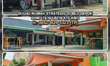 Dijual Rumah Strategis di Beji Depok Shm Lt678 Lb278 Kt5 Km3 dekat Tol