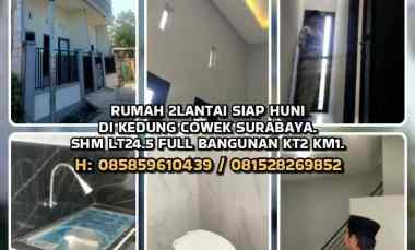 Rumah 2 lantai Siap Huni di Kedung Cowek Surabaya. Shm Lt24.5 Full Bang