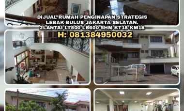 Dijual Rumah Penginapan Strategis di Lebak Bulus Jakarta Selatan