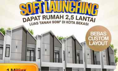Unit Terbatas, Rumah Murah 2,5 Lantai di Mustika Jaya, Bekasi