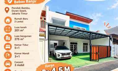 Dijual Rumah Baru Luas di Pondok Bambu Duren Sawit Jakarta Timur
