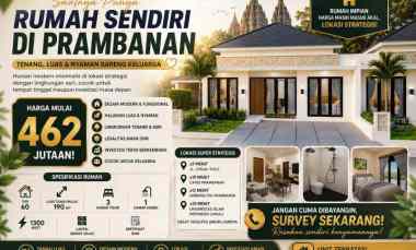 Rumah Modern Prambanan Harga 462 Jutaan, Tanah Luas 190m