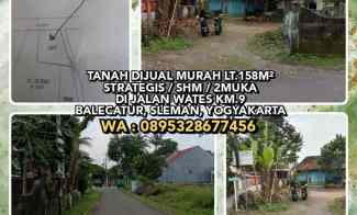 Dijual Tanah Strategis 2muka Lt158m jl. Wates km.9 Balecatur, Sleman