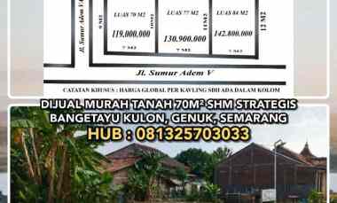 Dijual Murah Tanah Strategis Bangetayu Kulon Genuk Semarang. Shm 70m2