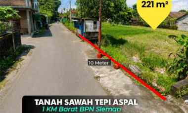 Tanah Sawah Strategis Tepi Aspal di Sumberadi, Mlati, Sleman 1 km Bar