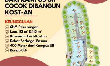 Tanah Kavling Strategis Kampus UII Harga 3,5 JT/m Cocok untuk Bisnis