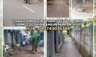 Tanah Shm di Cipayung Jakarta Timur. L100m Cocok Dibangun Hunian/kost