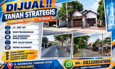 Tanah Strategis Dijual Condong Catur Sleman Yogyakarta Shm Lt 297m2