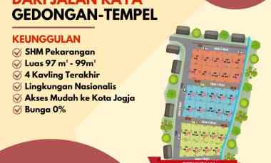 Tanah 1 Jutaan di Moyudan Sleman 70 meter dari Jalan Raya