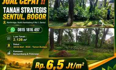 Dijual Tanah 2.128 M di Sentul, Bogor dekat Aeon Mall dan Ikea