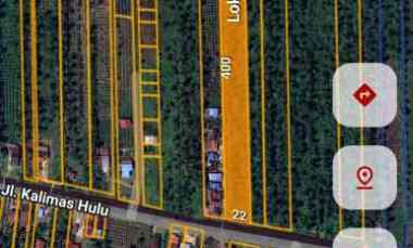 Tanah Siap Bangun Ukuran 22x400.Lokasi Pinggir Jalan Kalimas Hulu
