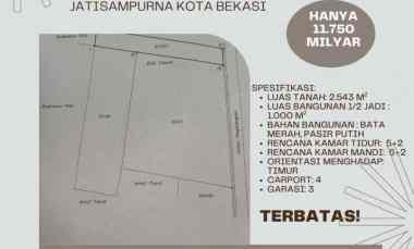 Tanah di Jatisampurna Kota Bekasi Bonus Bangunan Mewah Setengah Jadi
