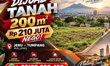 Dijual Tanah Kavling 200 M Jeru Tumpang Malang Tanah Shm Strategis