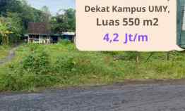 Tanah Pekarangan Bantul, dekat Malioboro, Cocok untuk Usaha, SHM