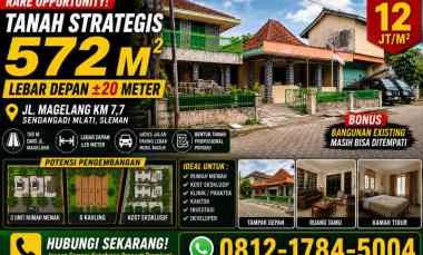 Tanah Strategis hanya 100 meter dari Jalan Magelang Bonus Bangunan Tua