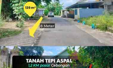Tanah Tepi Aspal di jl. Purbaya. 1,2 km ke Pasar Cebongan Pemda Slem