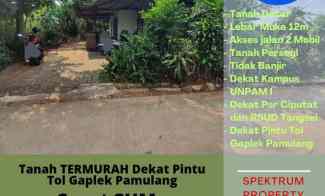 Tanah Kavling Termurah 295m2 SHM dekat Pintu Tol Gaplek, Pamulang