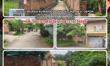 Dijual Murah Rumah di Pondok Cina, Beji, Depok Hitung Tanah Kosong