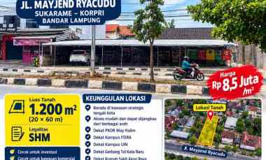 Tanah Dijual di Mayjend Ryacudu, Korpri Sukarame