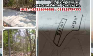 Dijual Murah Tanah Strategis Luas 531m 1050m di Sedayu, Bantul Diy