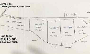 Dijual Tanah Seluas 12.015 m2. Sawangan Depok