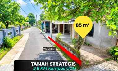 Tanah Strategis dekat Kampus Ugm, Jogja 550 meter ke Ringroad Utara