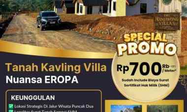Jual Tanah Kavling Villa Nuansa Eropa Udara Sejuk Harga Terjangkau