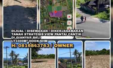 Dijual / Disewakan / Dikerjasamakan Tanah Strategis View Pantai Cantik