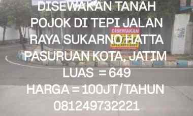 Tanah Disewakan di JALAN RAYA SUKARNO HATTA PASURUAN KOTA, JATIM