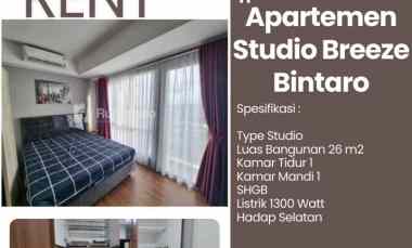 For Rent Apartemen Studio Breeze Bintaro