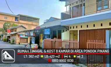 Rumah Tinggal dan 8 Kamar Kost di Pondok Pinang Kebayoran Lama