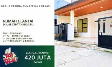 Rumah Dijual di Perumahan Graha Pesona, Sumberjaya, Kec. Tambun Selatan, Kab. Bekasi, Jawa Barat