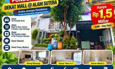 Rumah Dijual Pondok Aren dekat Mall Alam Sutera, SHM